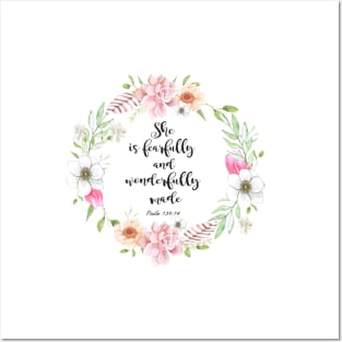 Bible verse for women, she is fearfully and wonderfully made Posters and Art